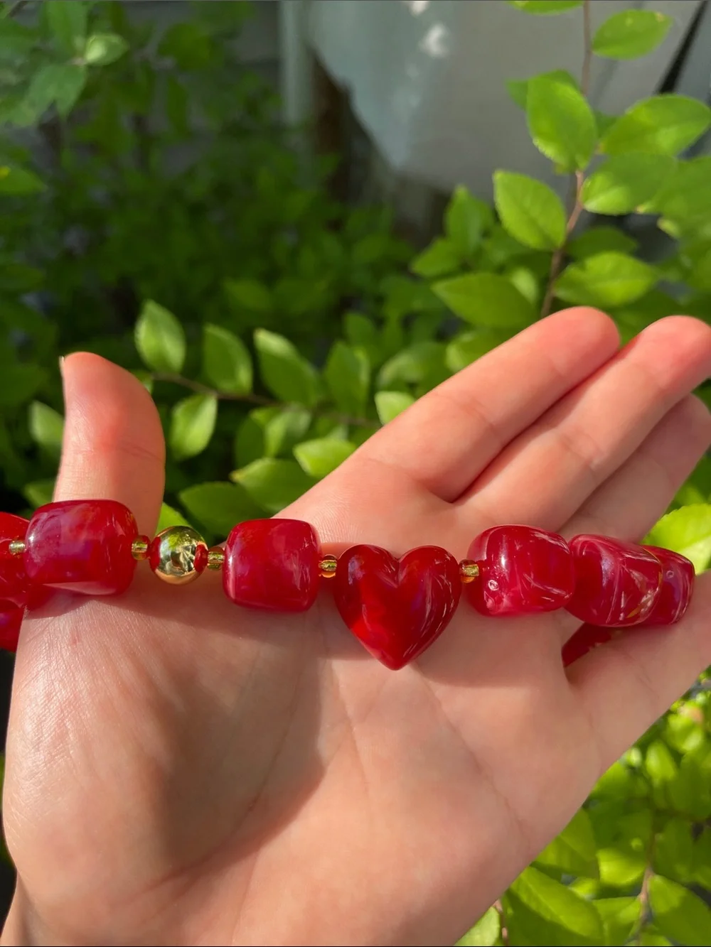 NEW! Trendy Red Heart Beaded Necklace 🍷 B1-69 - Picture 7 of 7